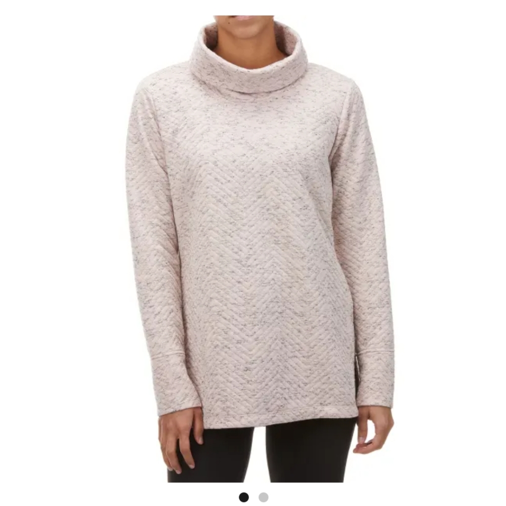 Reebok Pink, Black Quilted Cowl Neck Long Sweater